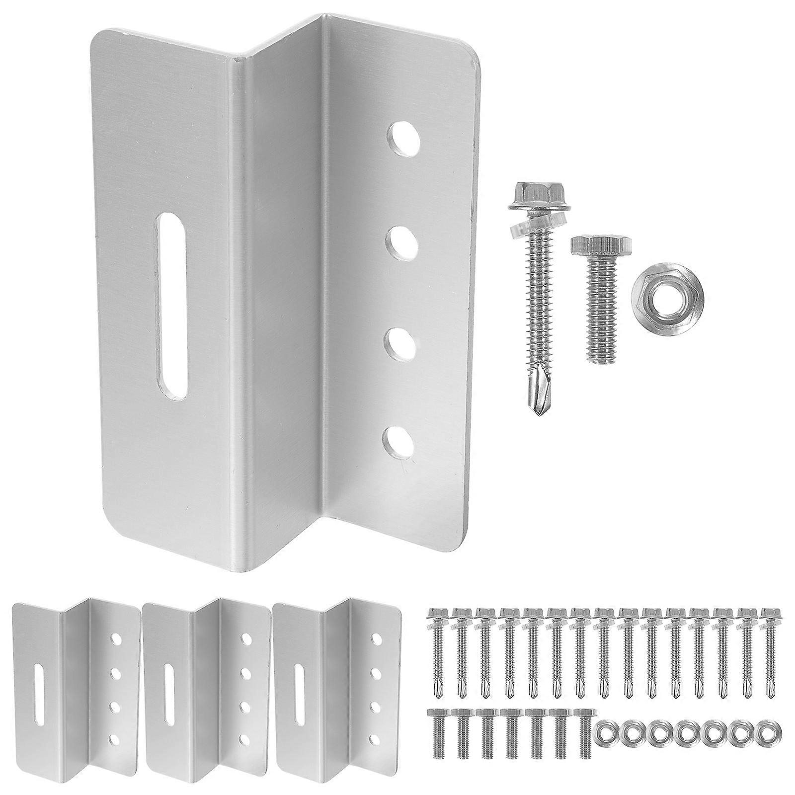 Solar Panel Brackets Z-Shaped Mounting Brackets for Rv Boat Solar Energy Projects Aluminum Alloy Silver for Stable Installation 4Pcs