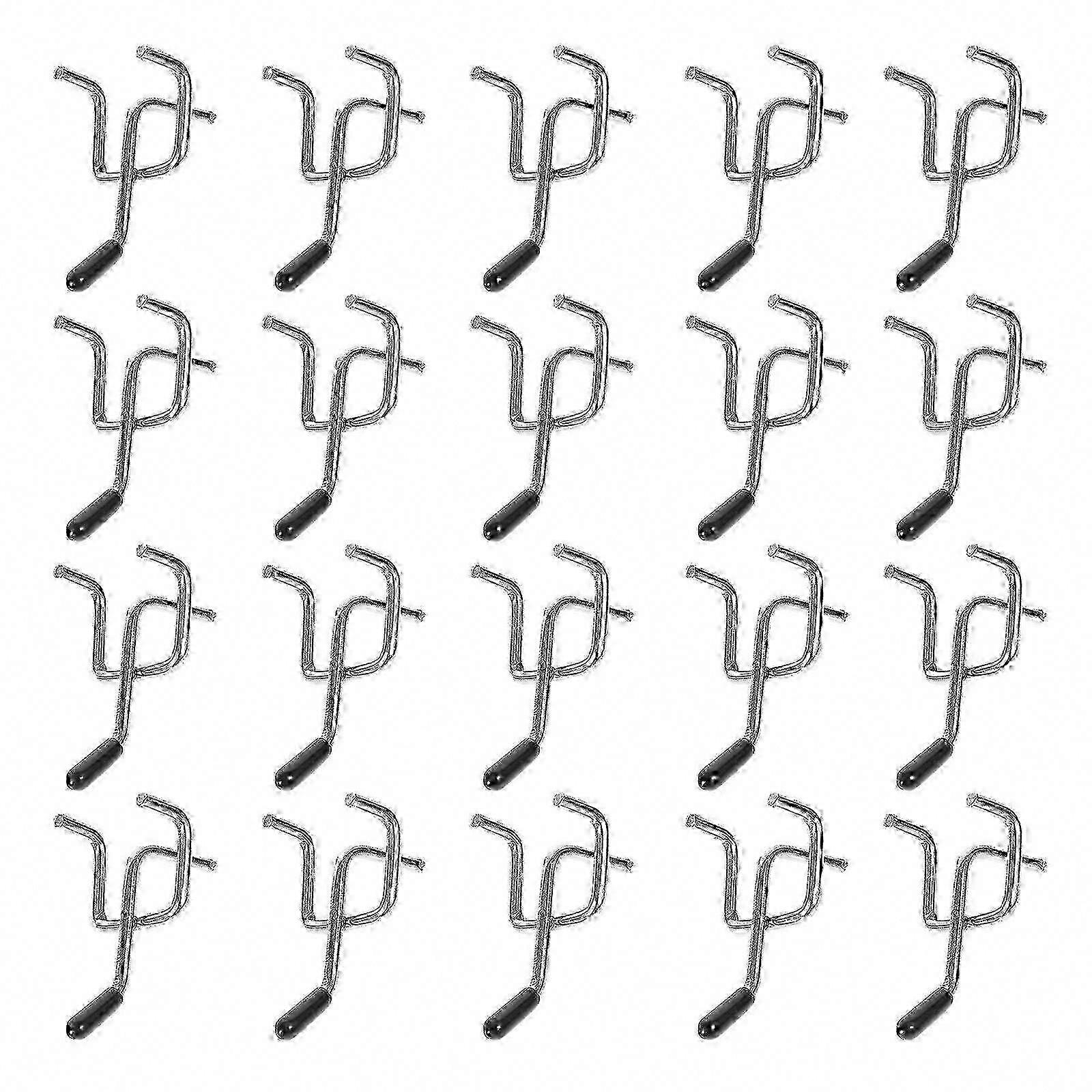 20 Sets Heavy Duty Metal Pegboard Hooks for Tool Shelving - Durable Garage & Workshop Storage Organizers (5.80X3.40X2.90CM)
