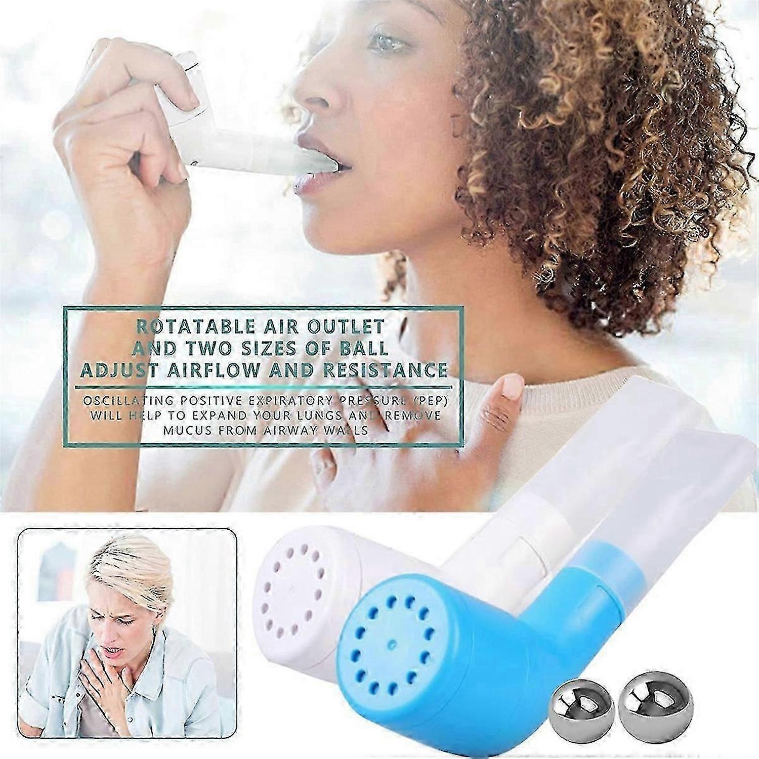 Mucus Removal Device Lung Exercise Respiratory Muscle Trainer -Blue