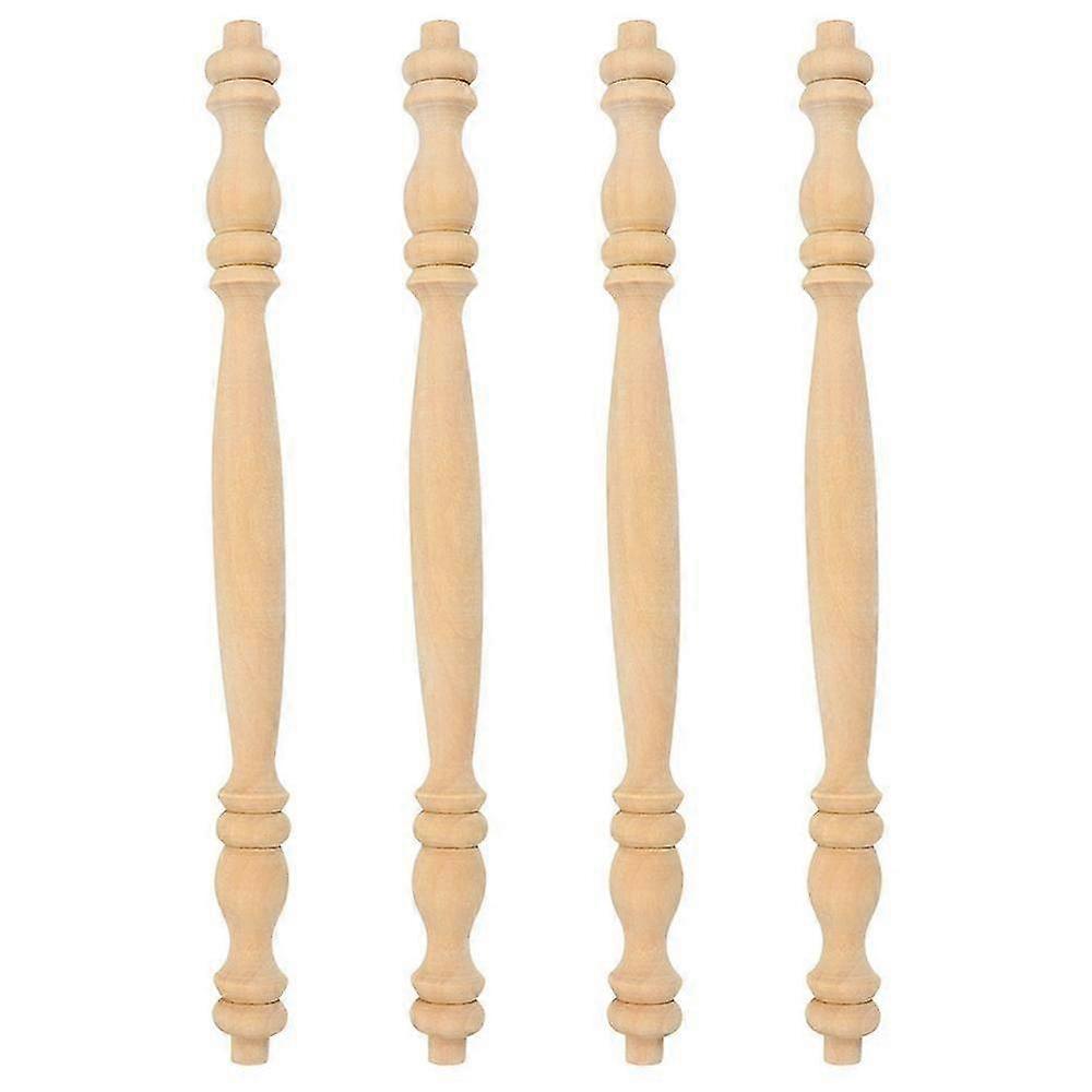 Set of 4 Roman Column Head Wood Spindles for Staircase & Furniture Support