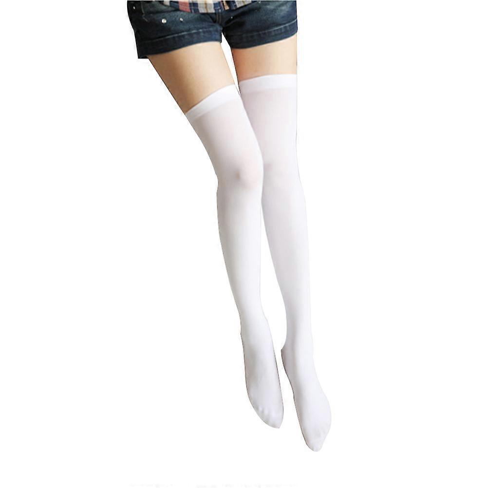 White Cosplay Thigh High Socks Comfortable High Leg Stocking