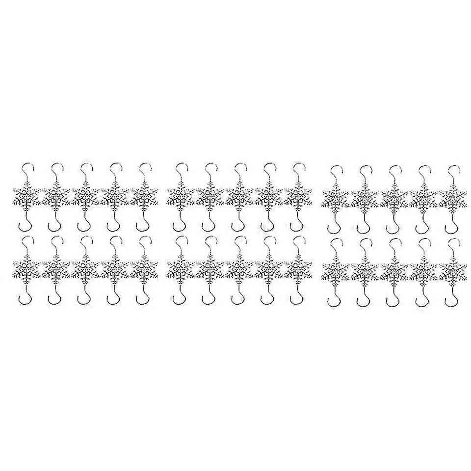 For Desk Top Decor 30pcs Snowflake Tree Ornament Hooks Silver