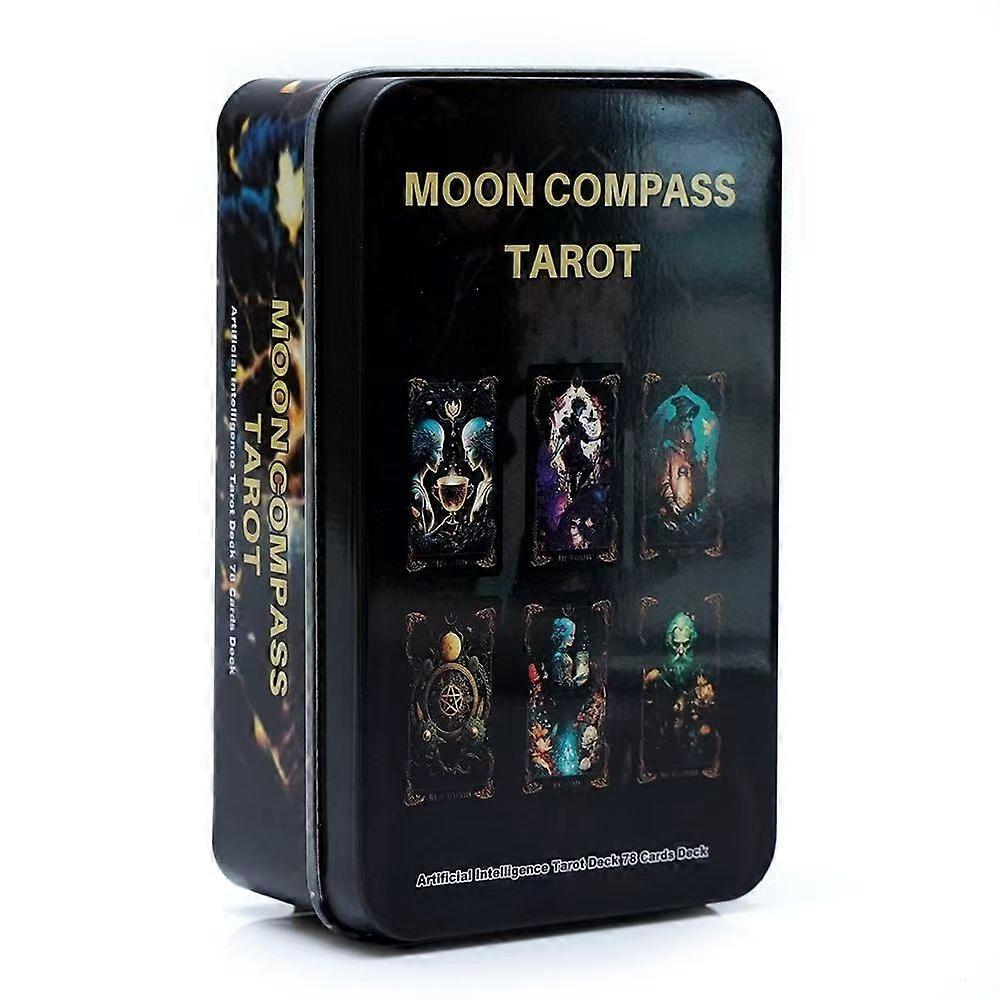 Moon Compass Tarot In A Tin Box 78 Pcs Rider Waite System Tarot Cards 10.3*6cm