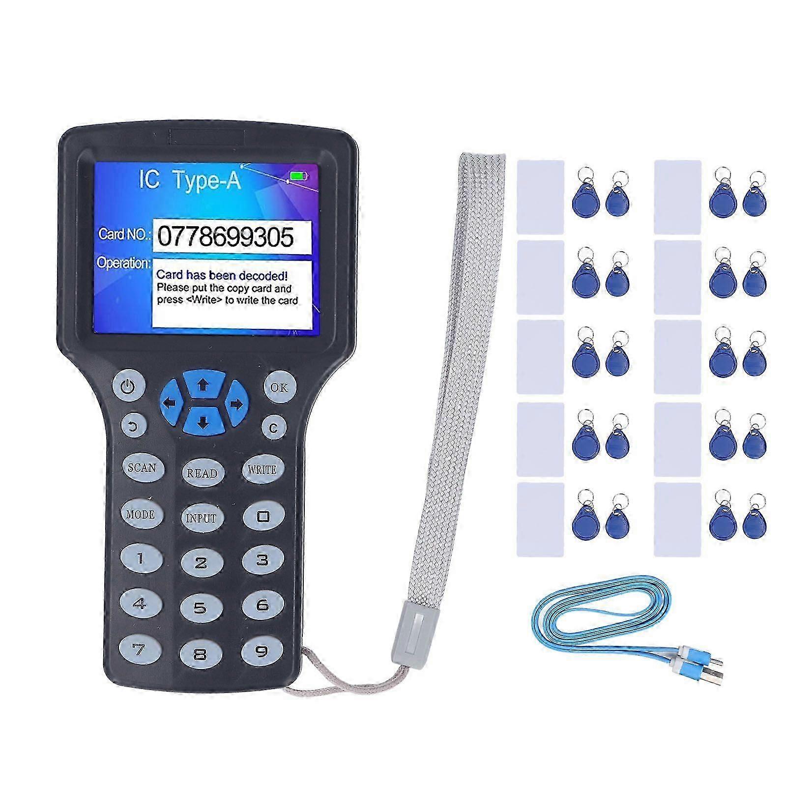 2025 Latest Model Black NFC RFID Card Reader with UID Keychain HD 2.8inch