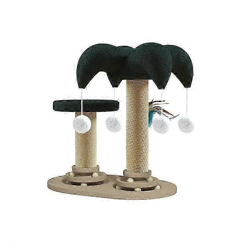 Cat Scratching Post Sisal Rope Interactive Cat Toy With Hanging Balls Rotating Ball Indoor For Small And Medium Cats 2025