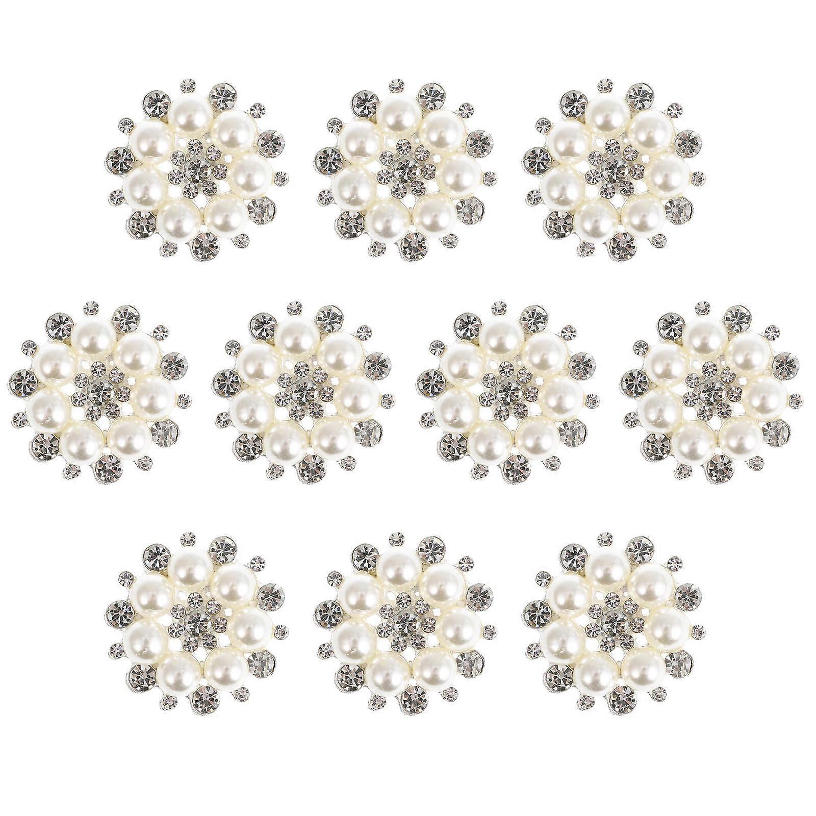Rhinestone Button Flower Embellishment for Decoration 10Pcs