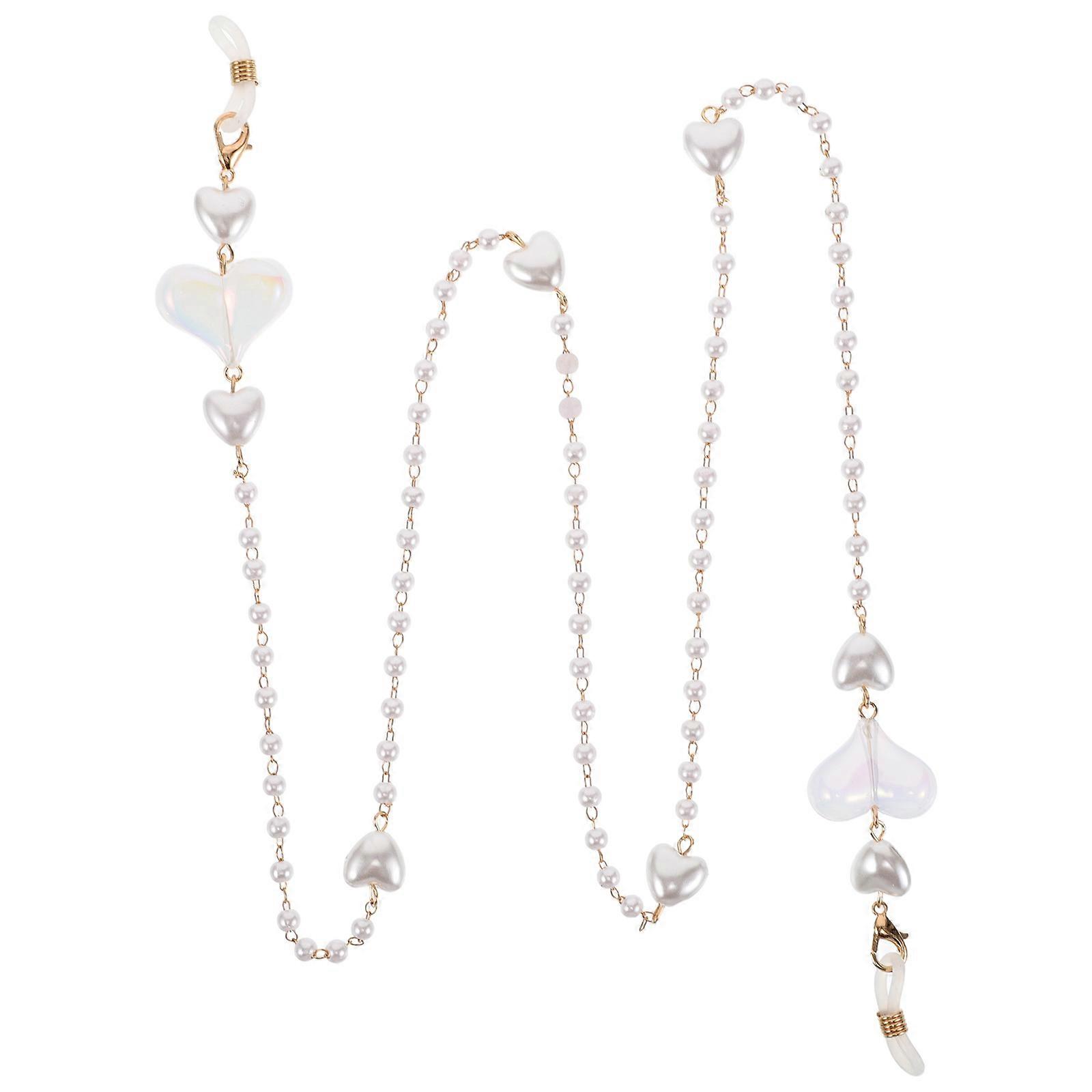 Stylish Heart-Shaped Eyeglass Chain for Glasses 5Pcs with Pearl Anti-Loss Strap
