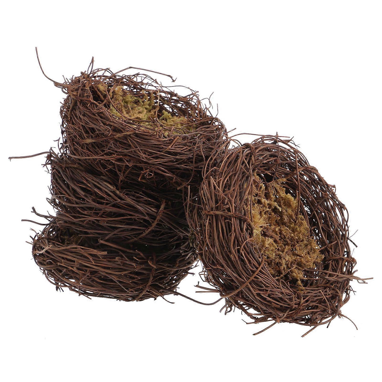 Artificial Brown Bird Nest Rattan Craft for 8Pcs Decorative Purpose