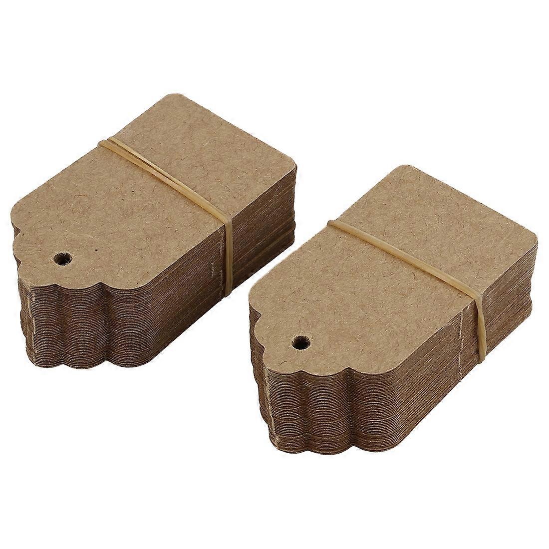 Pacote com 100 cartões de papel kraft rústicos de 40 mm x 70 mm com vieiras, etiqueta marrom em branco