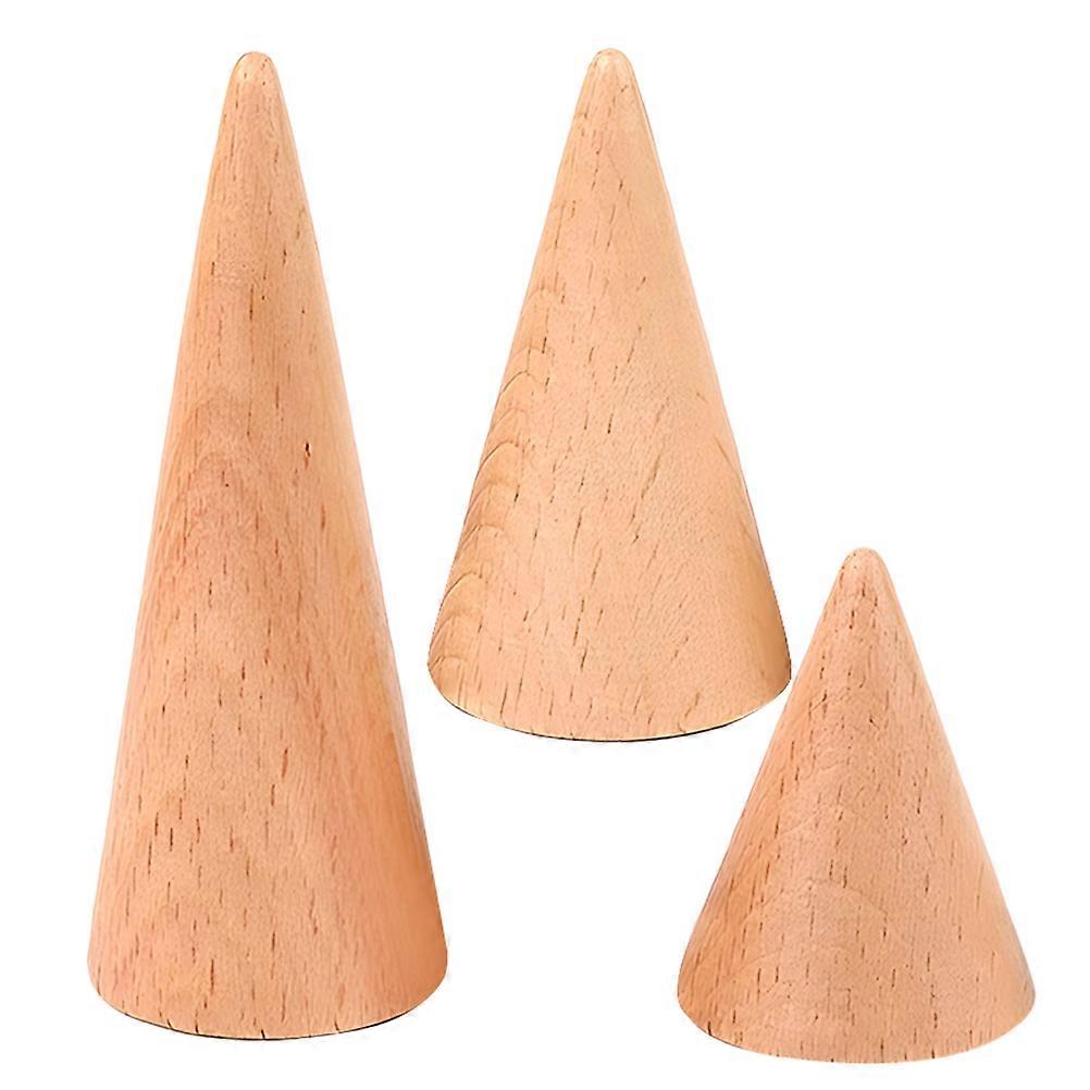 Ring Display Stand Wooden Cone for Home Use 12Pcs Pack