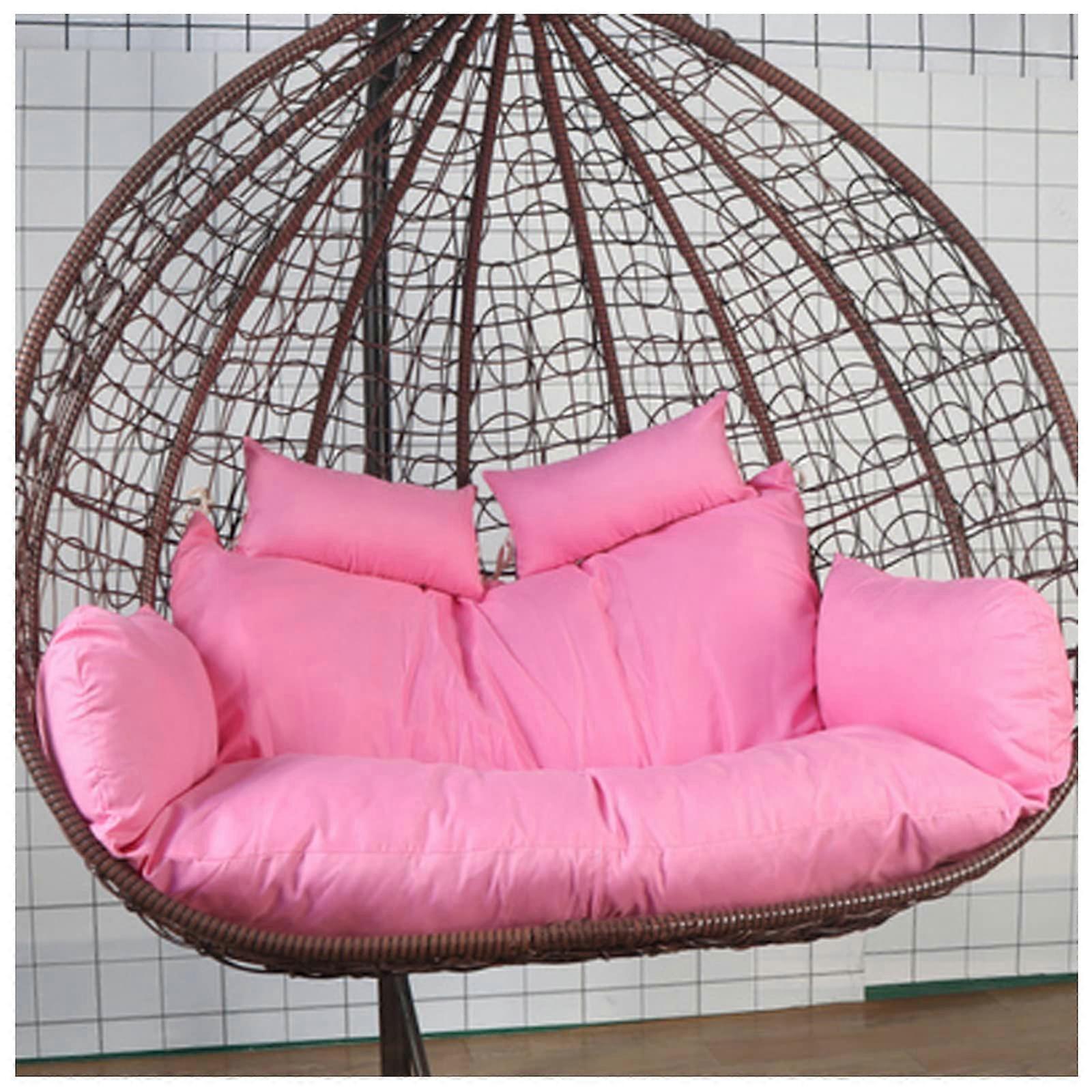 Hanging Chair Cushion Thickened Double Removable Egg Nest Cushion For 2 Person Wicker Rattan Swing Seat Waterproof Pink