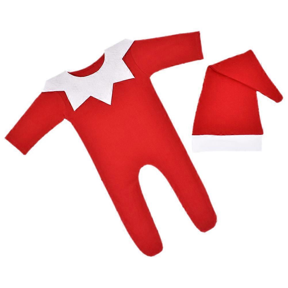 Newborn Bodysuit Baby Romper for Photography 3Sets Red with Hat Collar