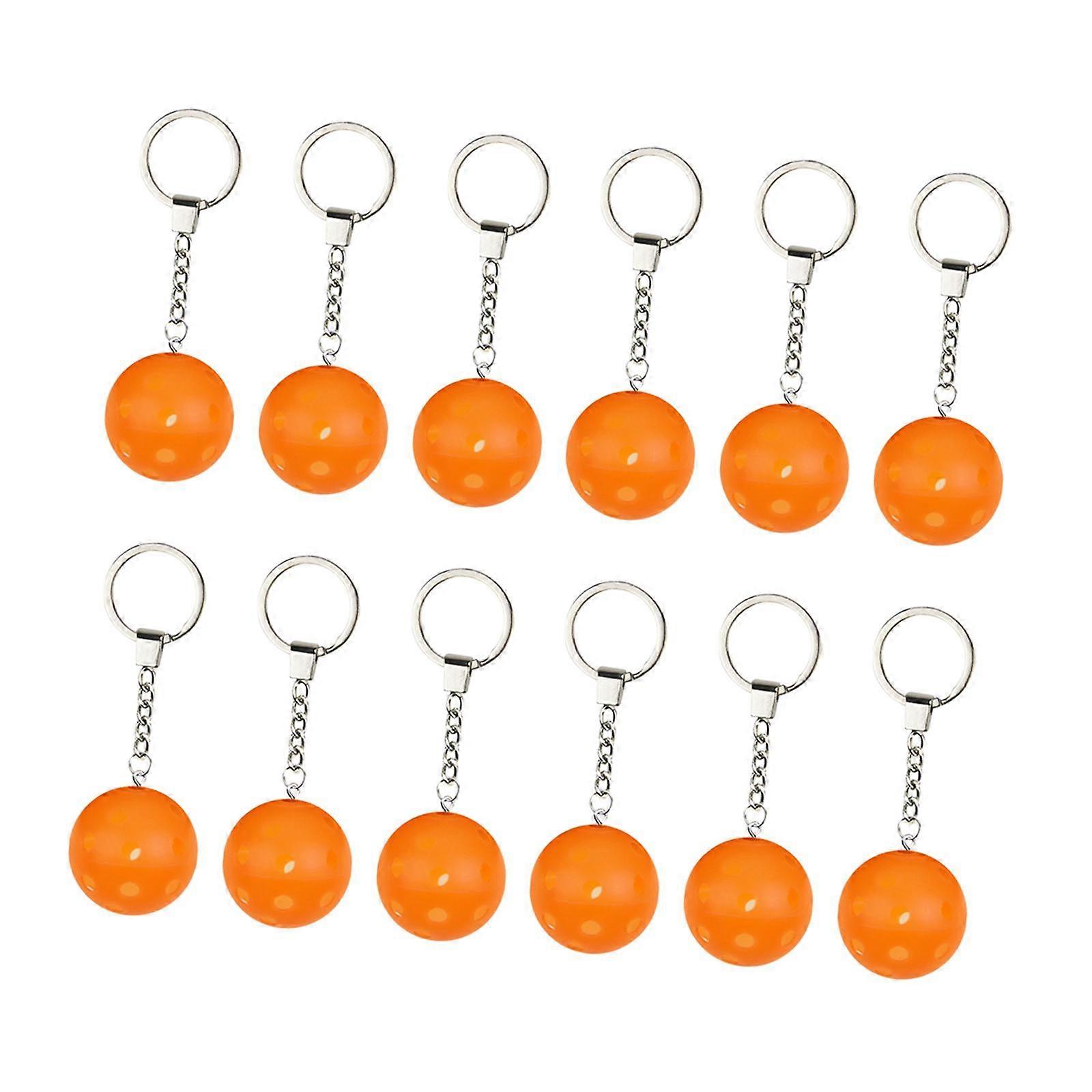 12x Key Chains Holder Bag Pendant Ball Keychains for Backpack Handbag Orange