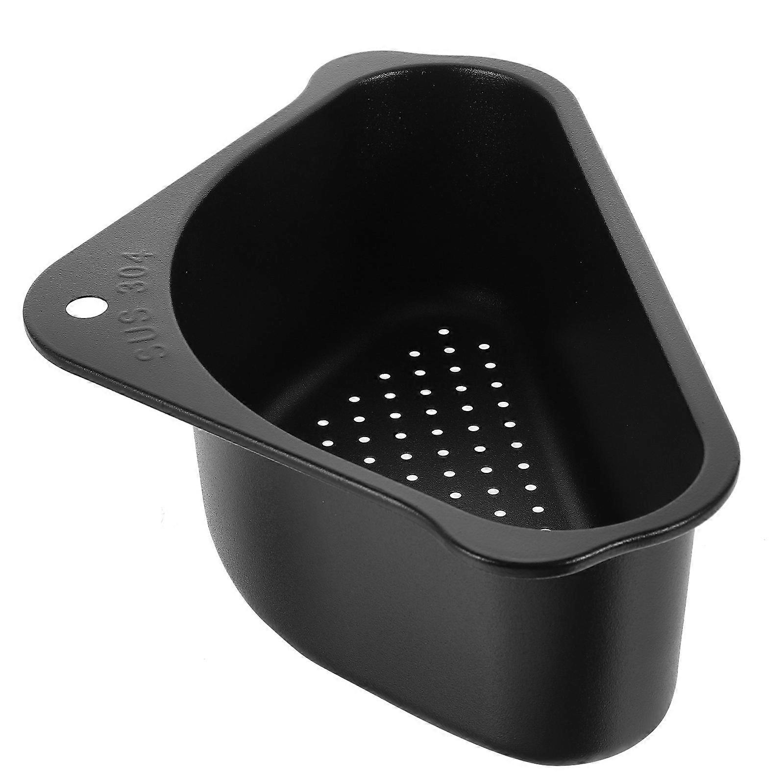 Stainless Steel Sink Strainer Basket Filter Kitchen Sink Accessories Black Triangular Design For Food Preparation 1 Set