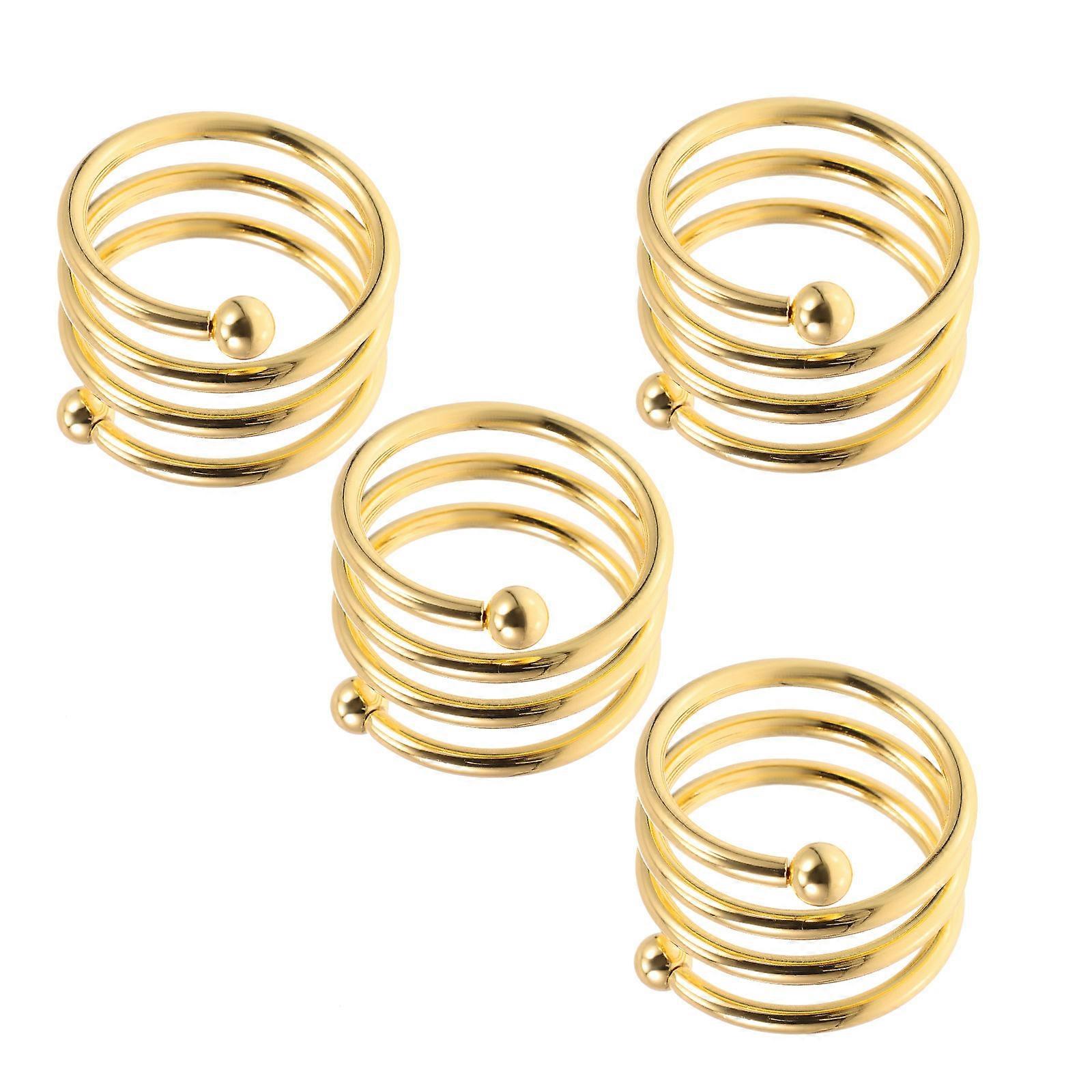 Simple Napkin Rings 4Pcs Iron Buckles For Table Setting Home Restaurant Decoration Golden Color Practical Design