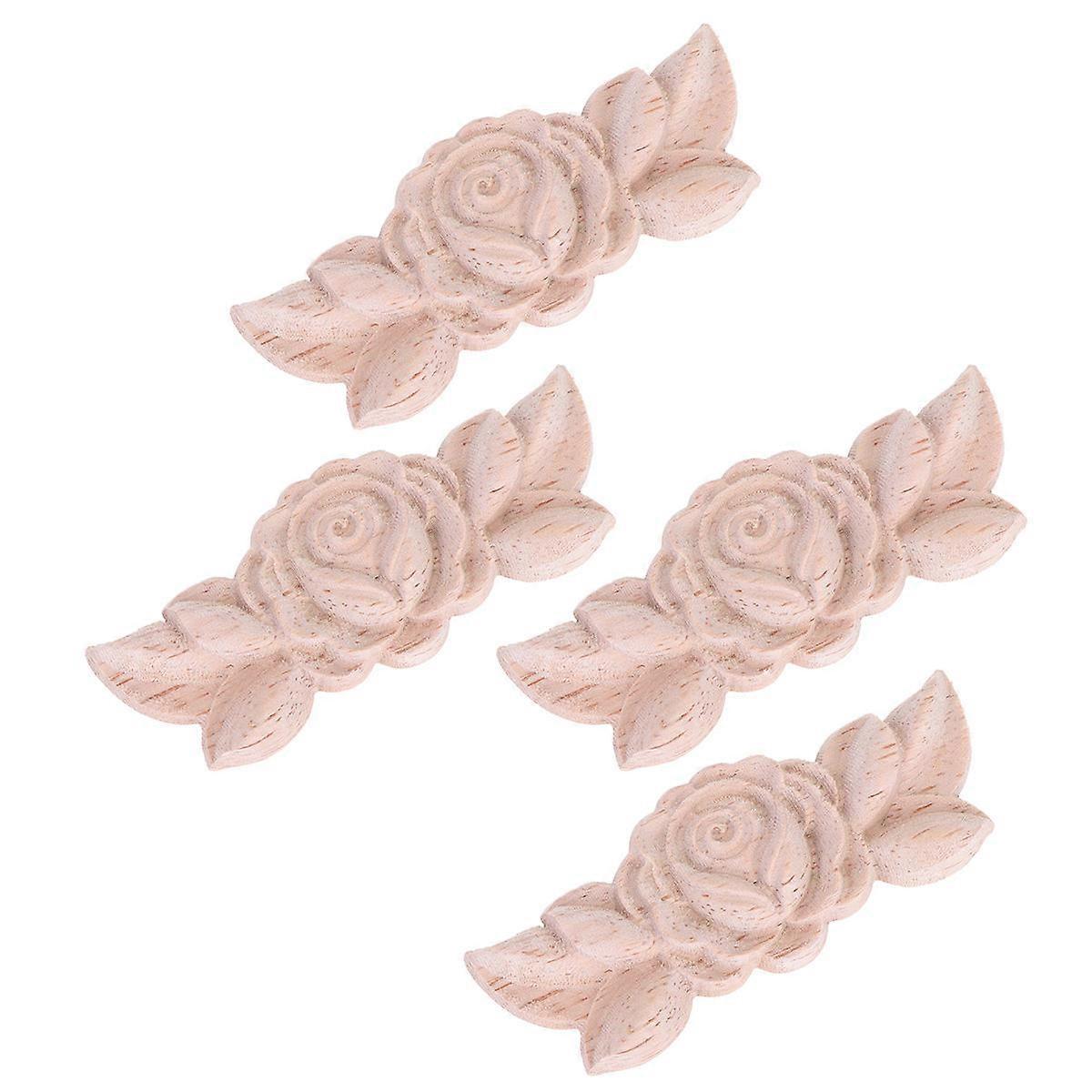 Door Corner Applique Solid Wood Corner Onlay for Decoration 12Pcs