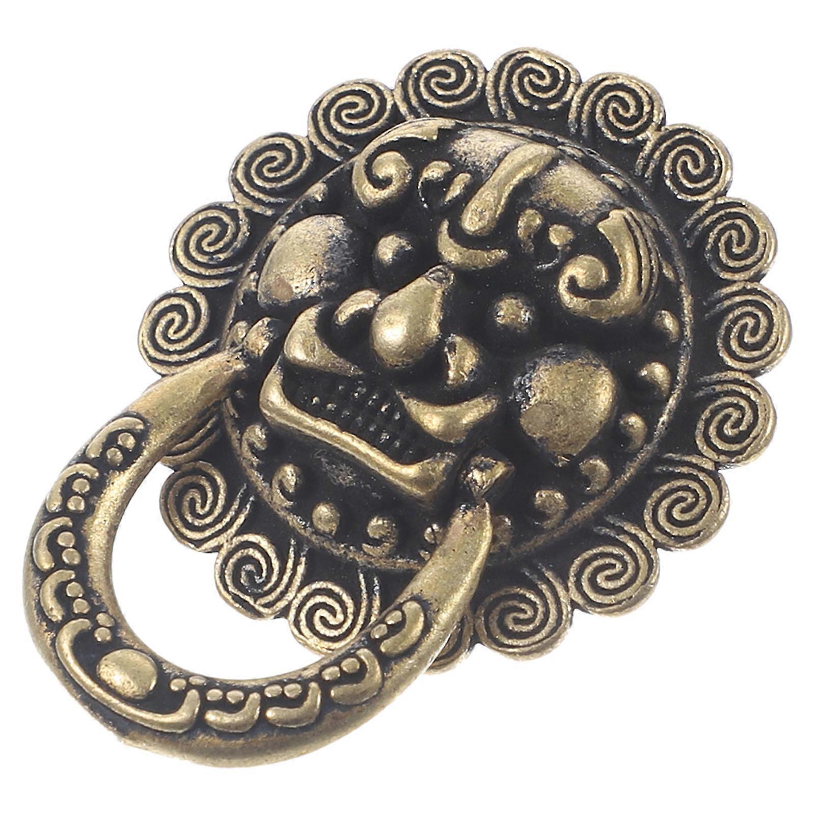 3Pcs Lion Head Suitcase Button Rectangular Shaped Brass Luggage Decoration Ideal For DIY Projects Featuring Chinese Style Design