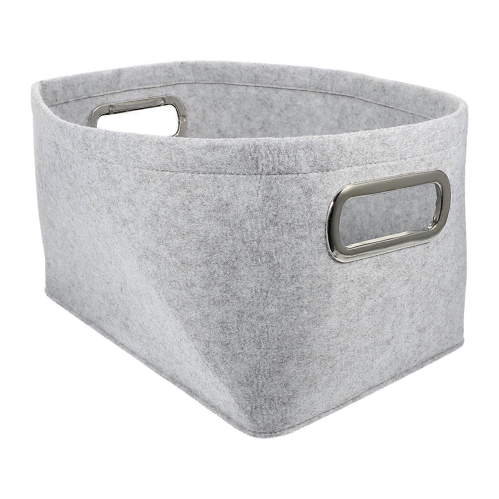 Felt Bin Clothes Storage Basket Bedroom Use Light Grey Felt Container for Household Users 1Pack