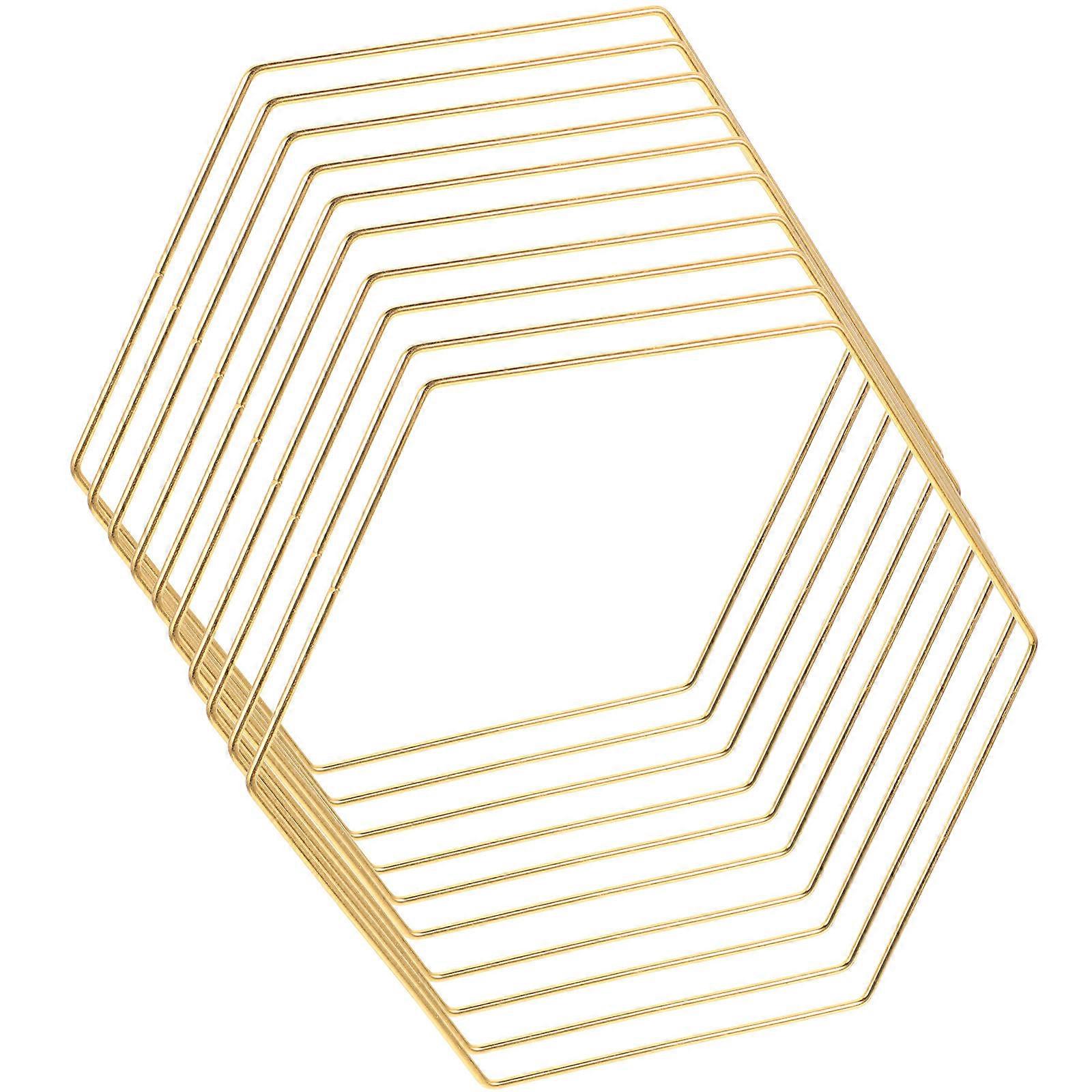 Metal Hexagon Hoop Centerpiece 10Pcs Suitable For Christmas Garland Decoration Golden Color Perfect For DIY Enthusiasts