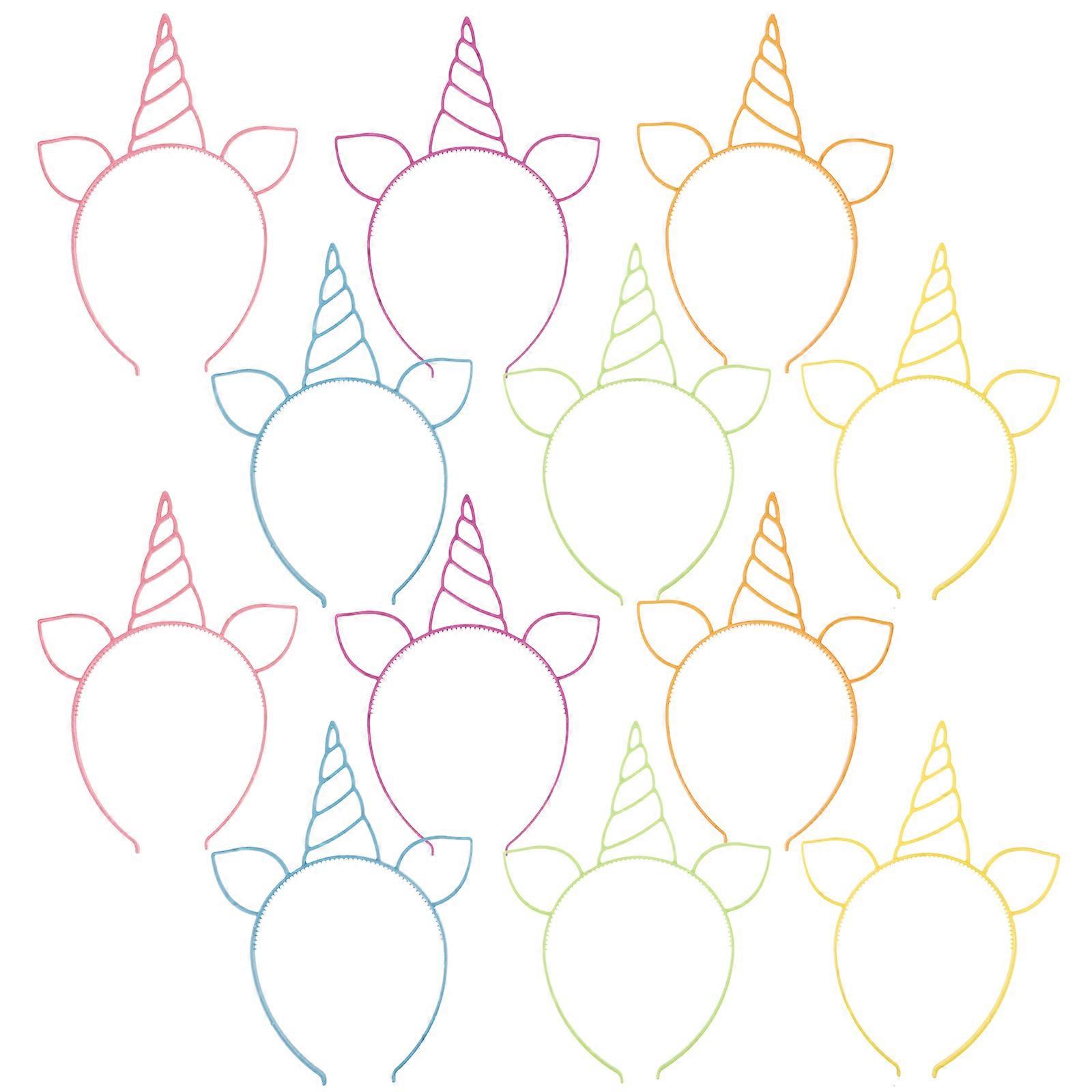 Plastic Unicorn Hairbands Designed For Children Featuring Ideal For Party Accessories With Unique Ear Design 24Pcs