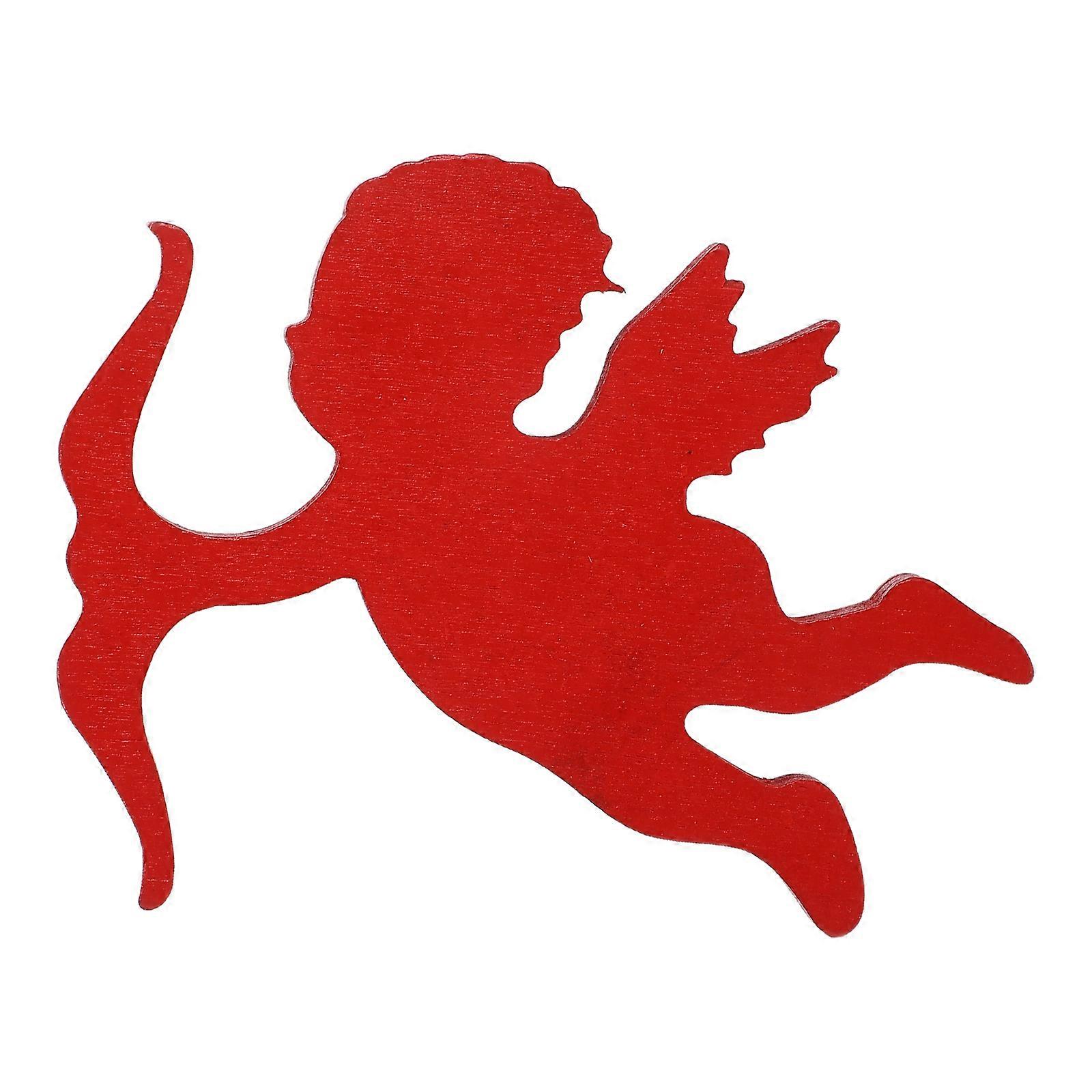 Red Wood Cupid Statue Decoration for Valentines Day 2Pcs Dining Table Decor