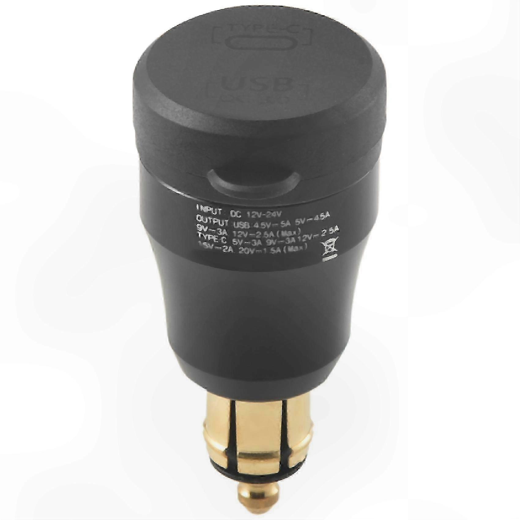 USB Type-C Motorcycle Charger with QC3.0 and Hella Din Connector for 12V/24V Systems