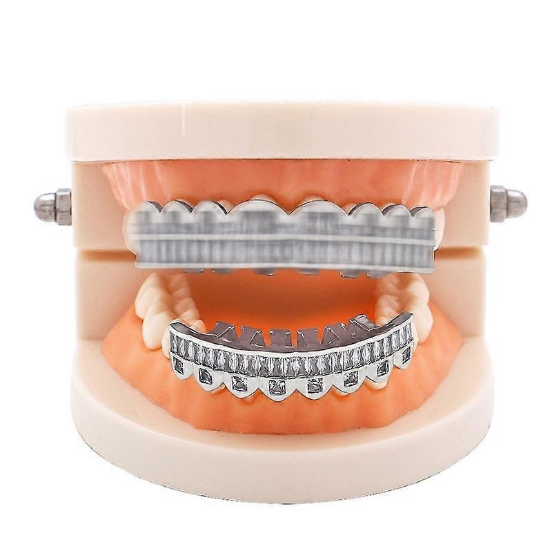 8 Gold Teeth Hip Hop Braces, Colour: Silver Lower Teeth Silver Lower Teeth