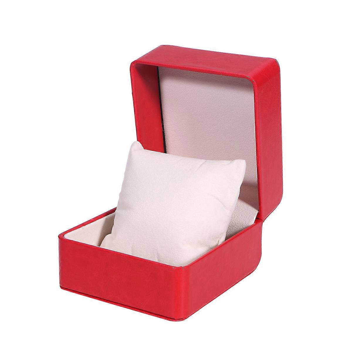 Watch Case for Storage 3Pcs Red PU Holder Organizer with Grid