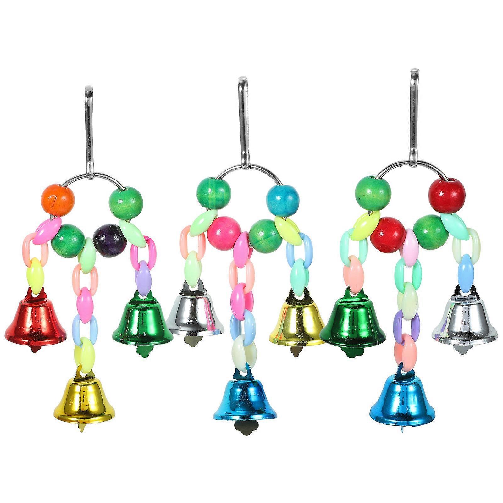 Multicolor Parrot Bell Toys Hanging Set with 9Pcs for Bird Use
