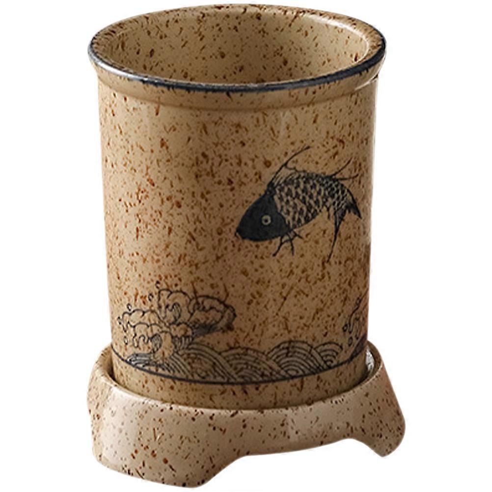 Premium Ceramic Chopstick Holder Kitchen Utensil Holder For Housewarming Gift Light Brown Rectangular Utensil Drying 2Pcs