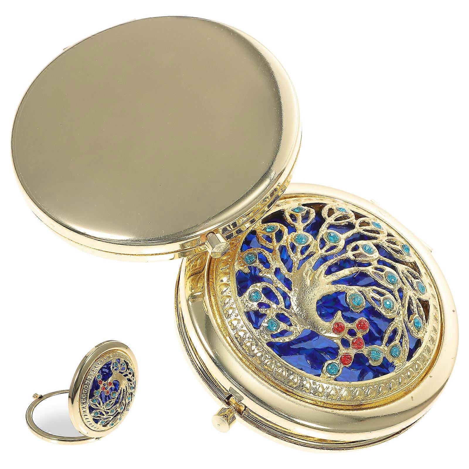 Compact Makeup Mirror Vintage Gilded for Makeup 2Pcs Portable Mini Mirrors