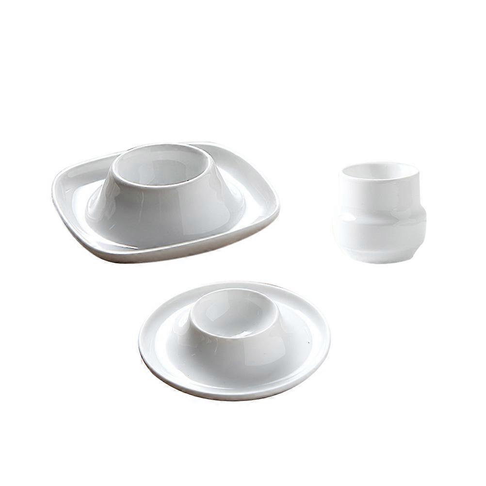 Breakfast Egg Holder Ceramic Egg Cup for Storage Use 4Pcs White Set