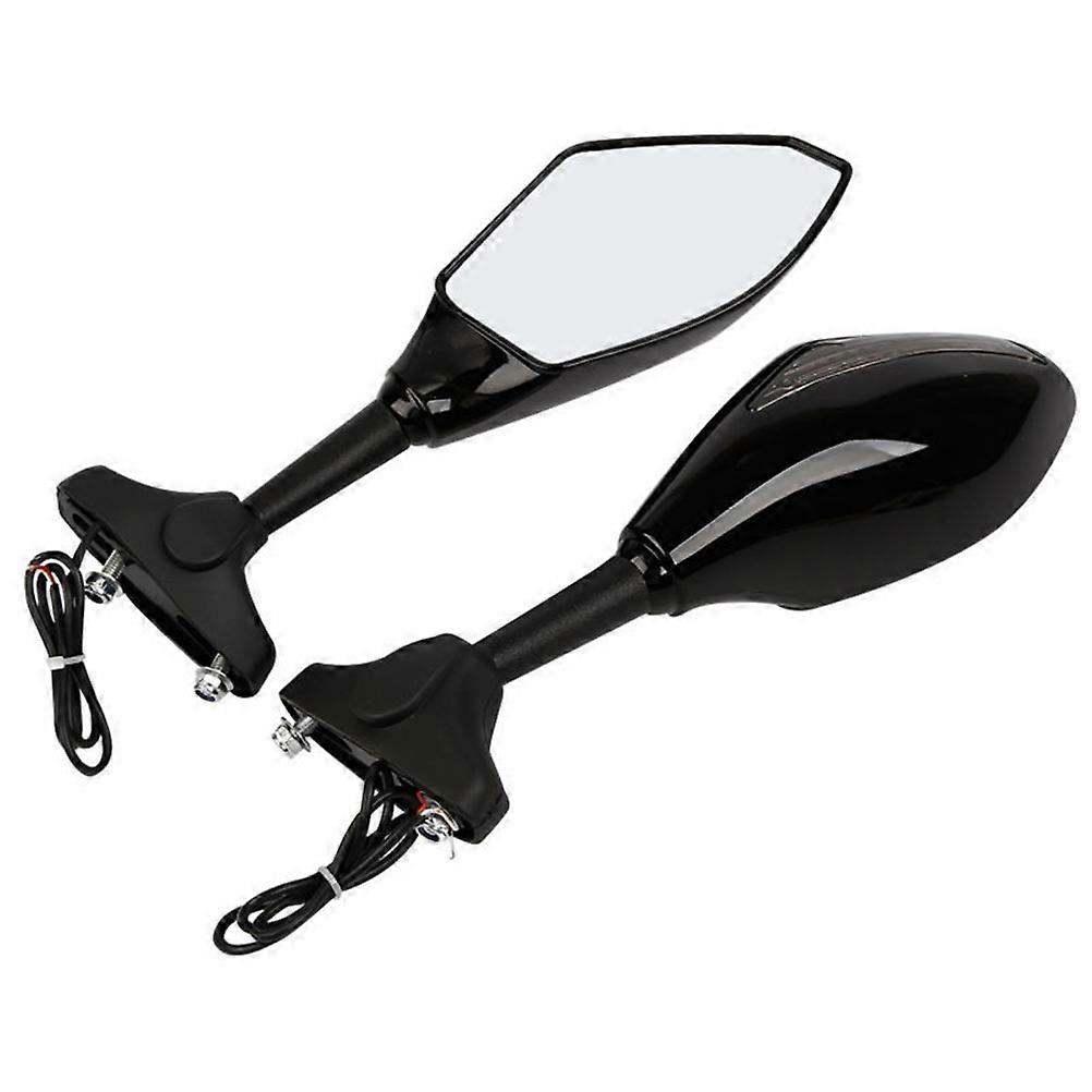 Handlebar Rearview Mirror Motorcycle Reversing Mirror with Light 2Pairs