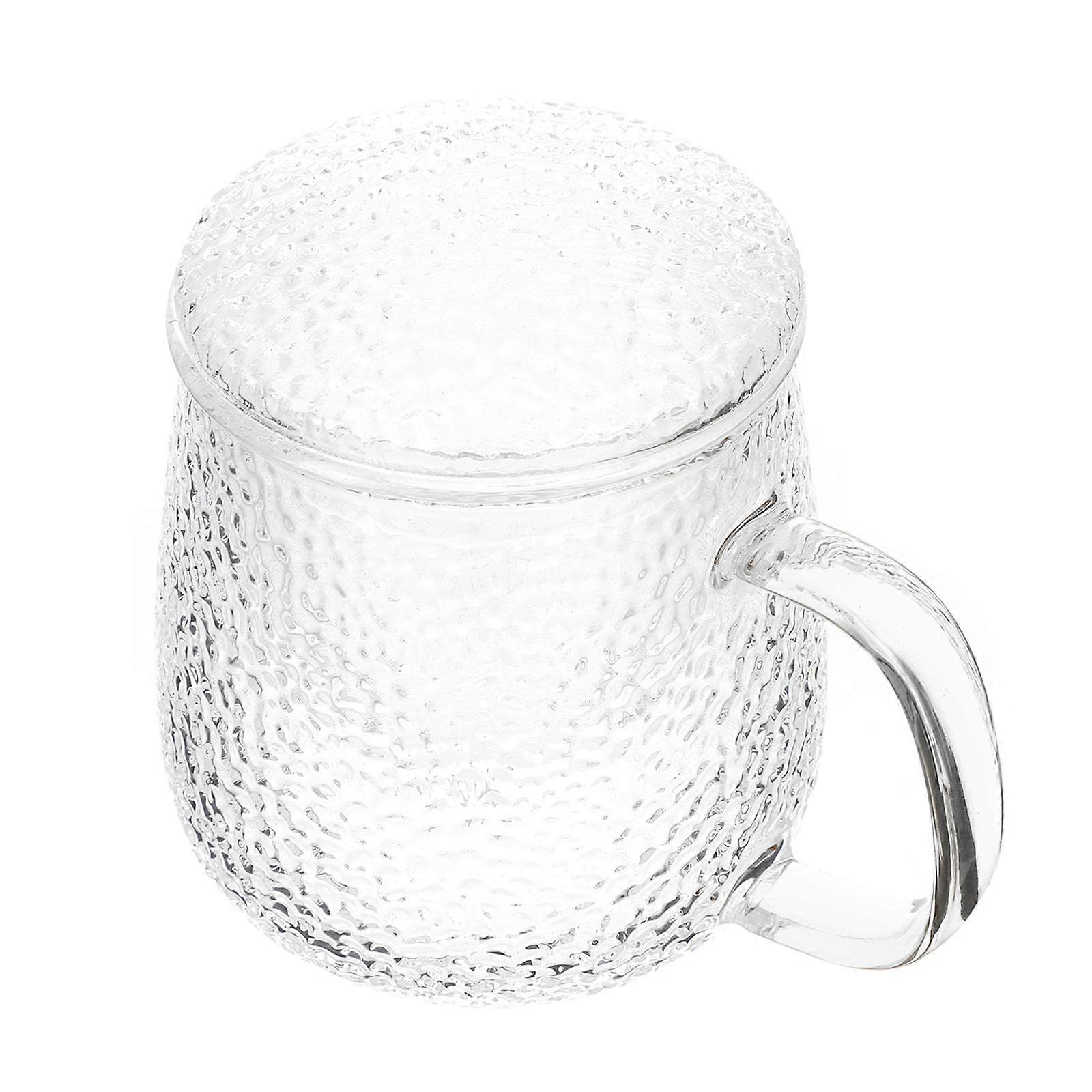 Tea Cup with Lid Glass Teacup for Office Use 3Sets Transparent Design