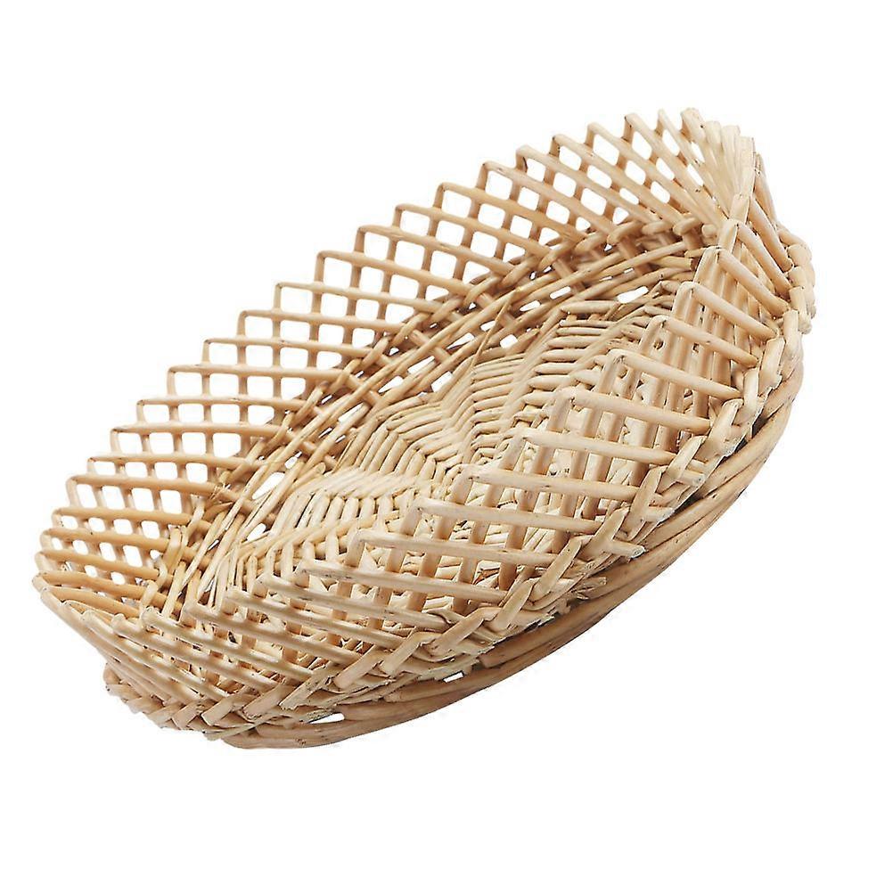 Storage Basket Wicker Bread Basket for Home Use 2Pcs Khaki Set