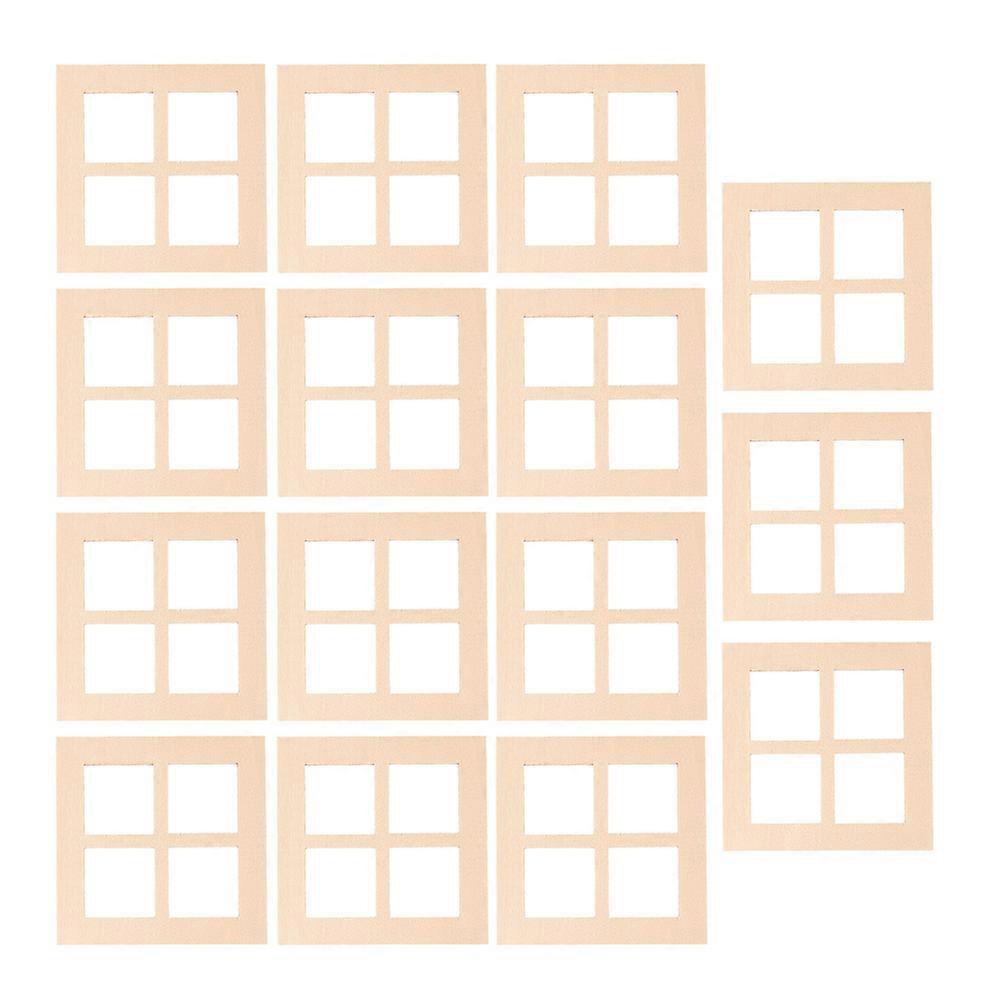 Dollhouse Wooden Window Frame for Miniature Scene 30Pcs Set