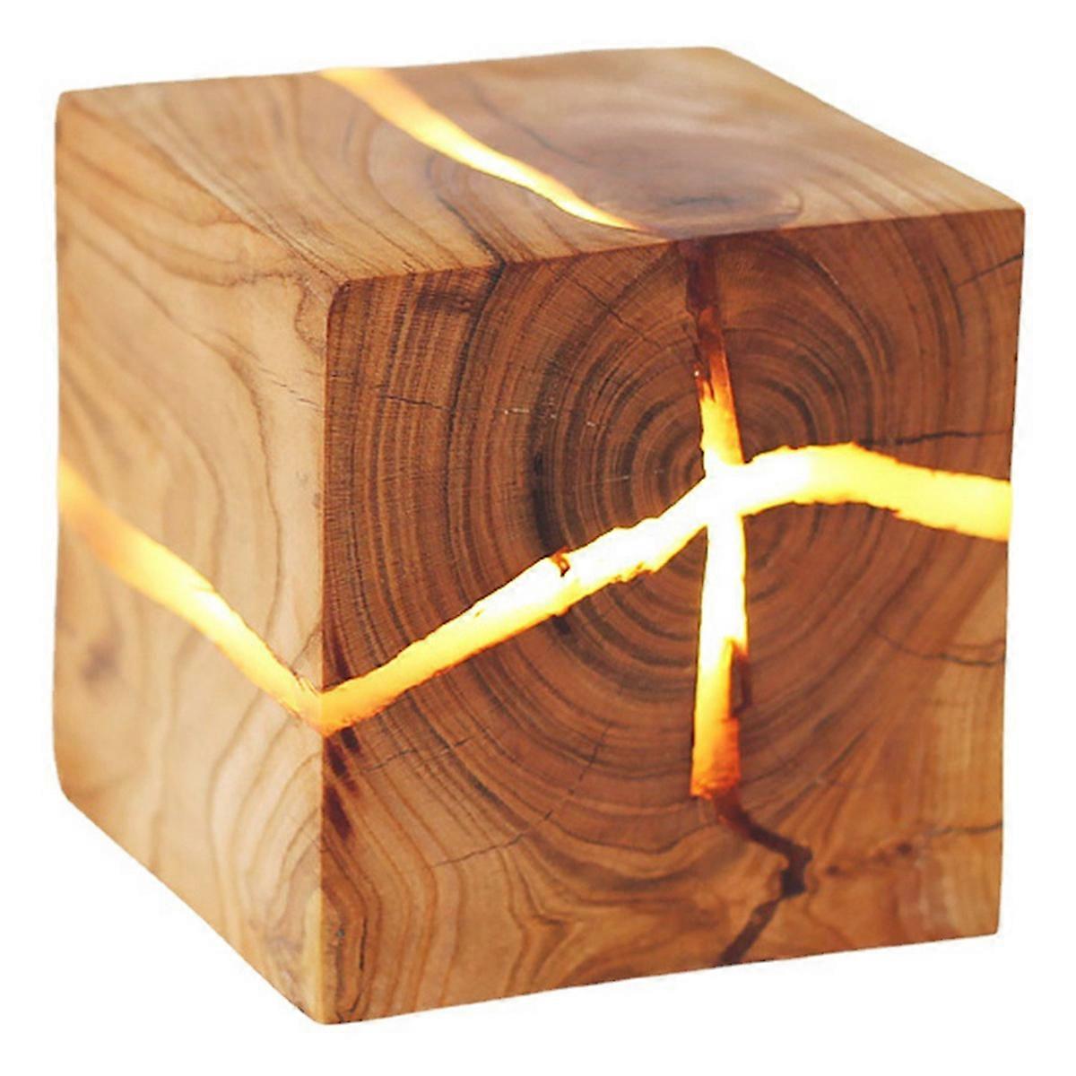 LED Decorative Cracked Wood Wall Light Square Solid Wood Wall