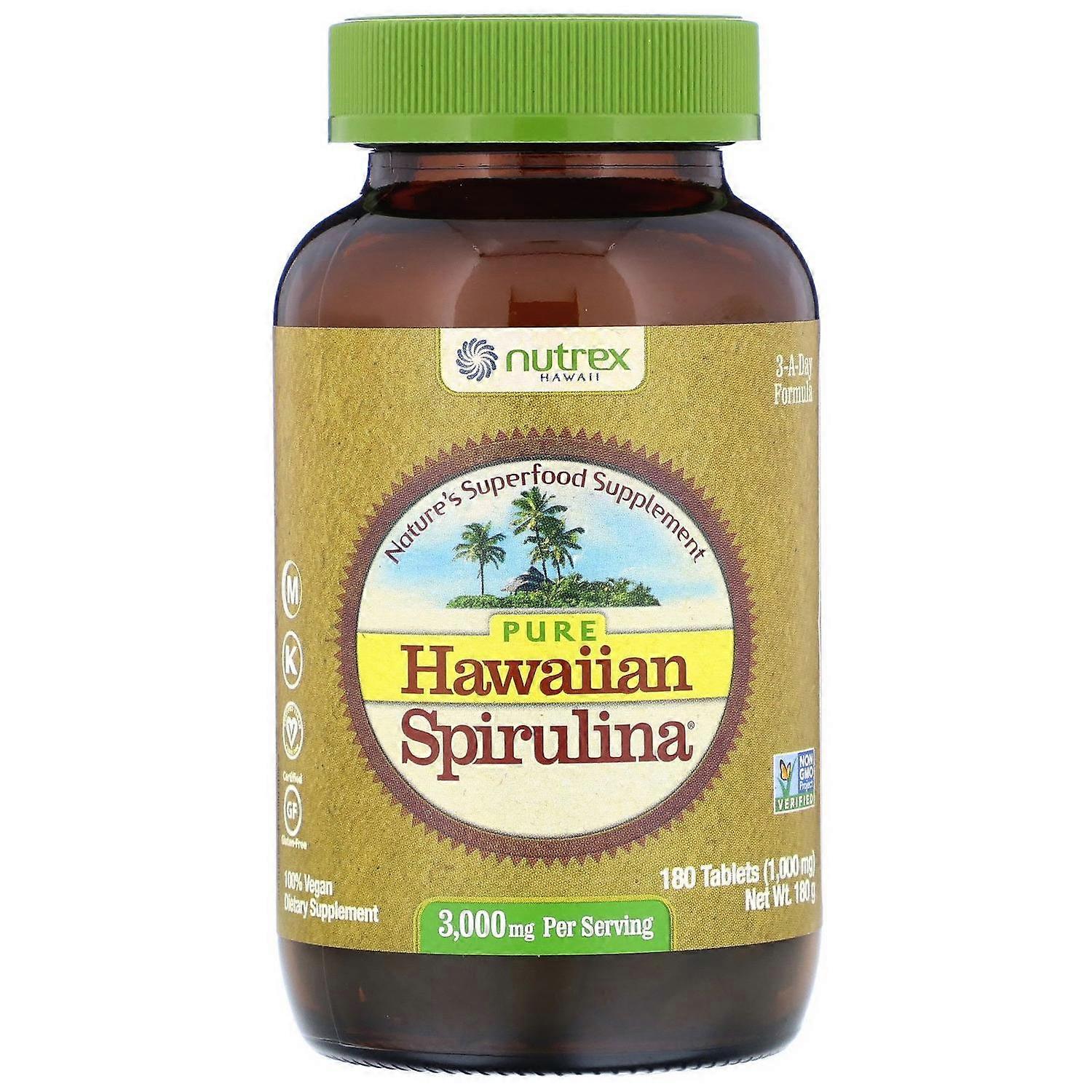 Nutrex Hawaii, Αγνή Χαβανέζικη Σπιρουλίνα, 3.000 mg ανά Μερίδα, 180 Ταμπλέτες