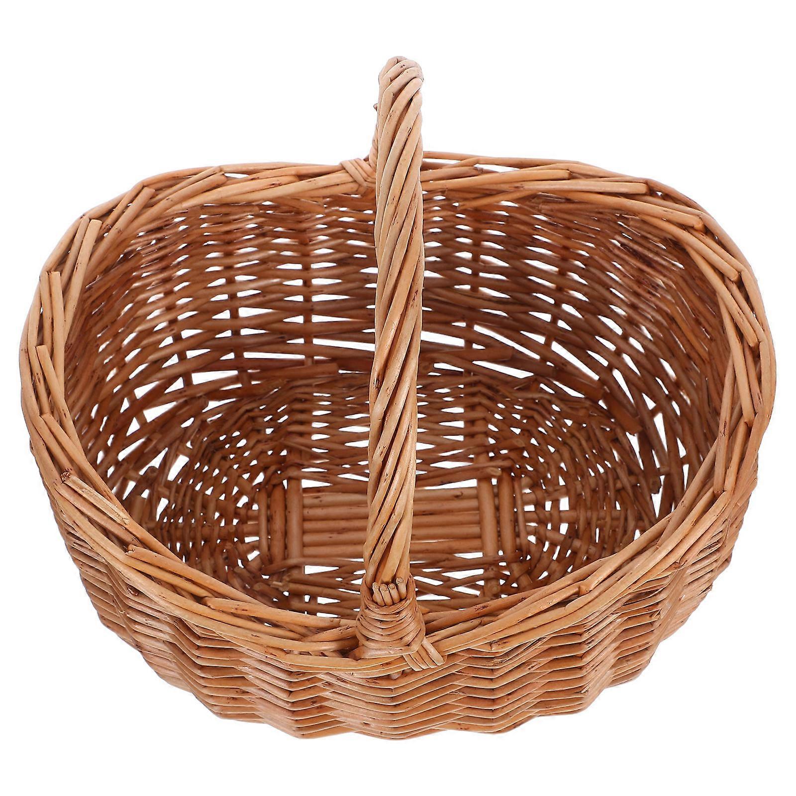 Multi-Purpose Rustic Picnic Basket For Outdoor Use 25.00X19.00X12.00CM Light Brown Handwoven Decorative Storage 3Pcs