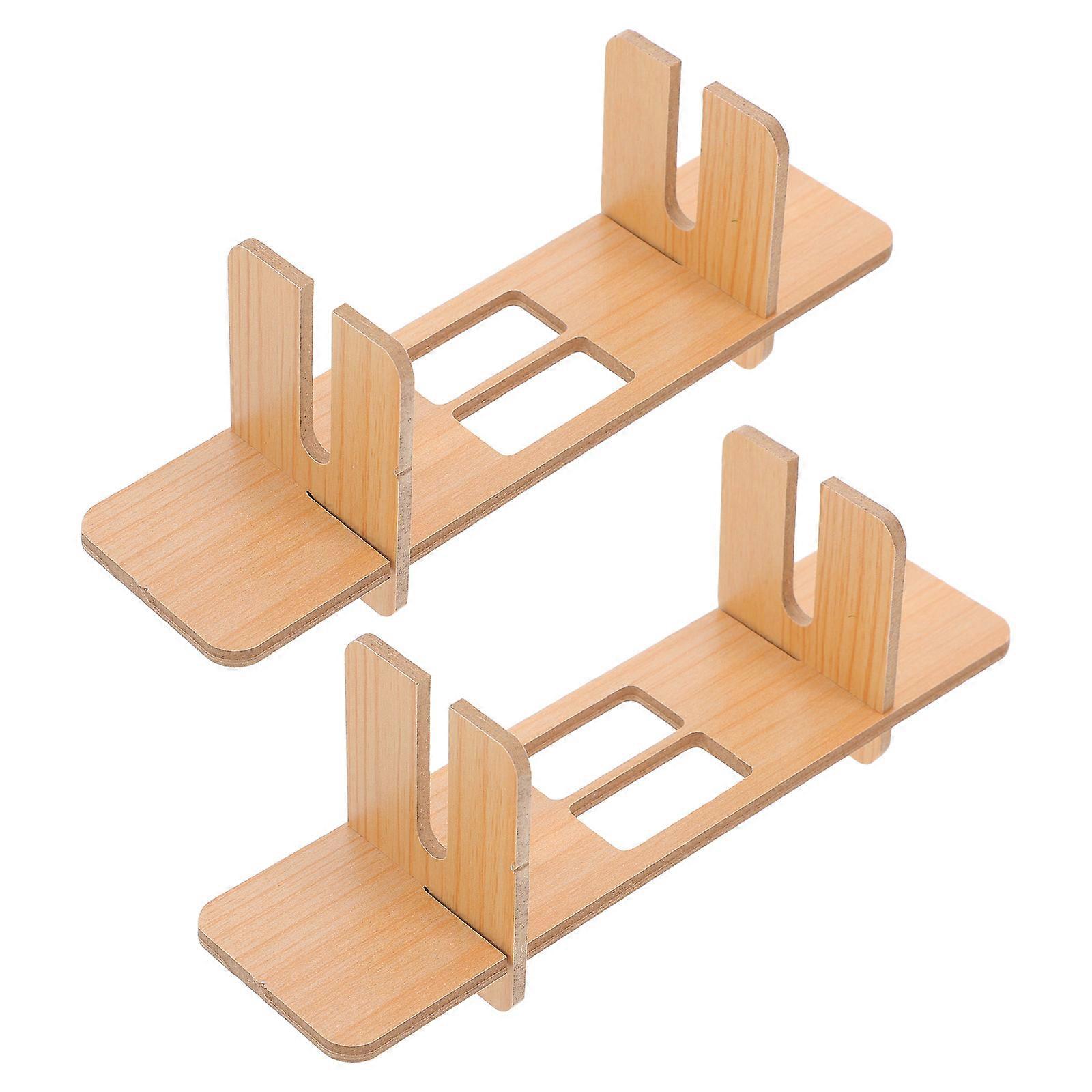 Brown Wooden Fan Holder for Display with 6Pcs Handheld Folding Fans