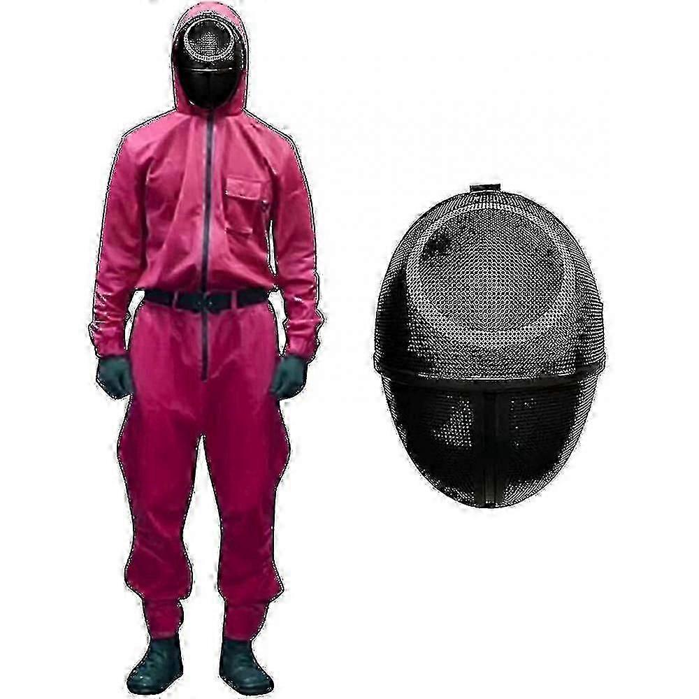 Unisex Squid Game Kostuum Jumpsuit + Squid Game Masker Halloween Outfit Cadeaus - FKB