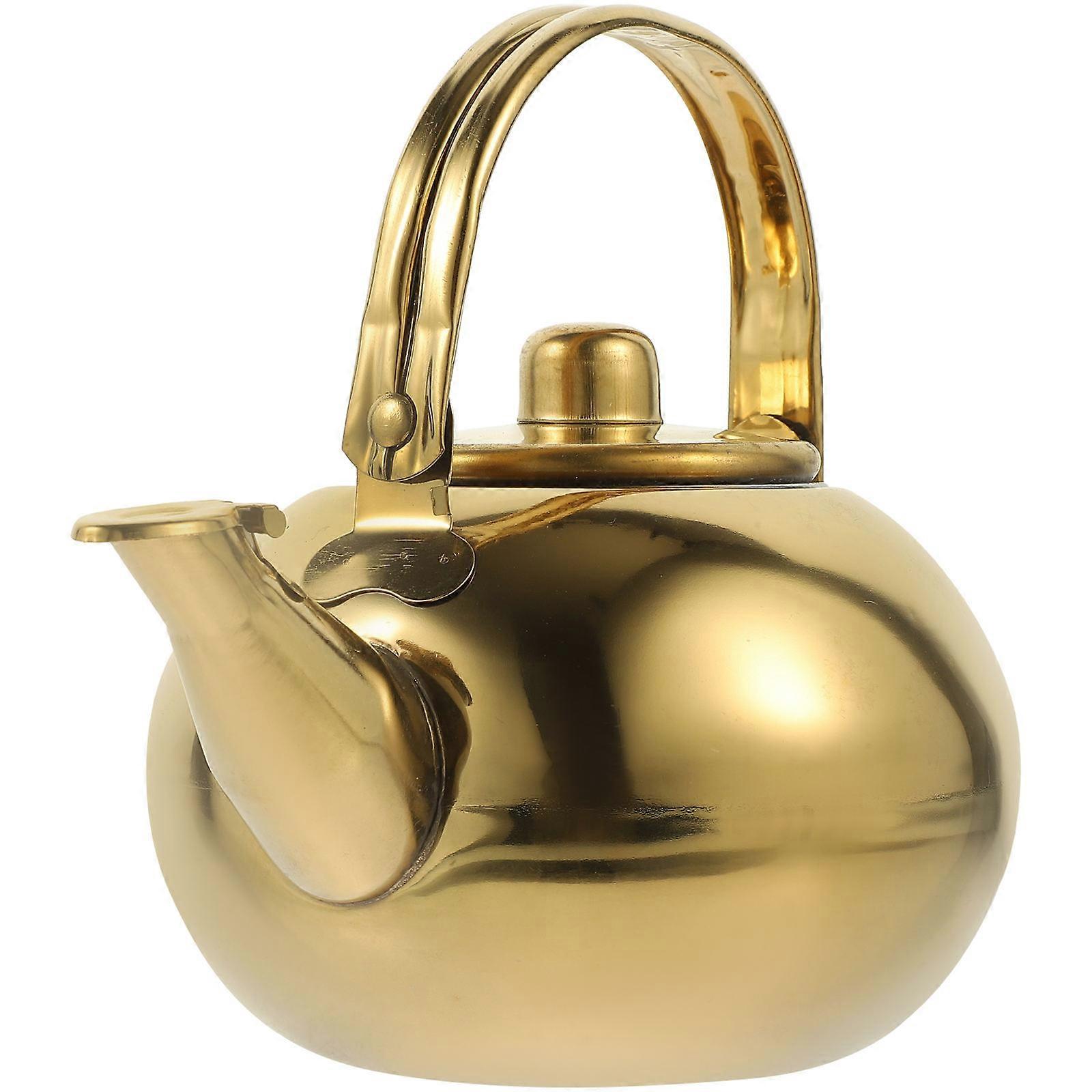 Golden Tea Kettle Stovetop Use 1Set Comfortable Ergonomic Shape Perfect For Tea Aficionados