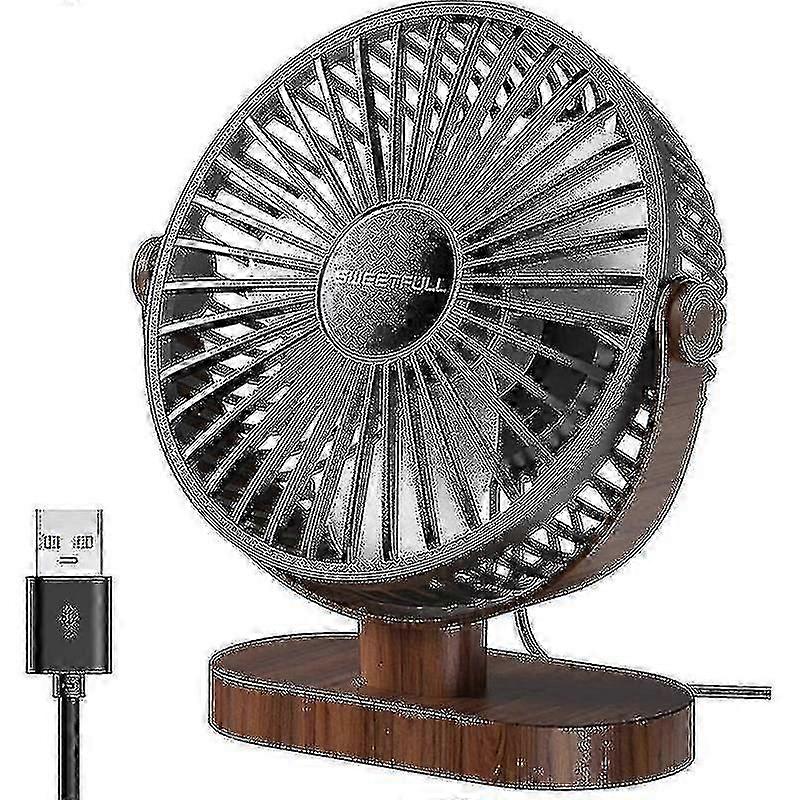 64 Inch Wooden Usb Desk Fan 3 Speeds Quiet Portable Desktop Table Fan