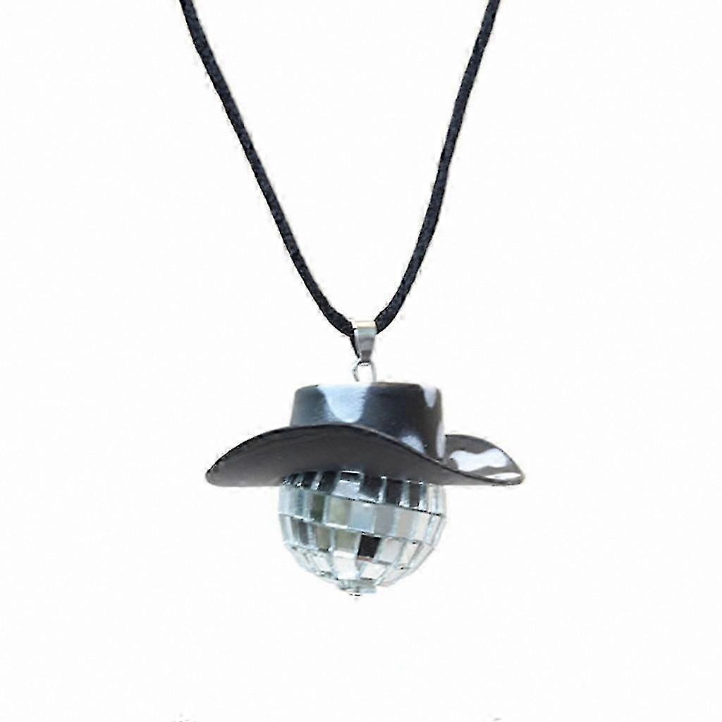 Rear View Mirror Hanging Pendant with Cowboy Hat and Disco Ball Design for Car Accessories