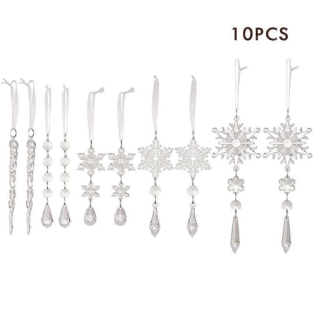 Acrylic Snowflake Icicle Ornaments Set for Christmas Tree and Home Holiday Decoration