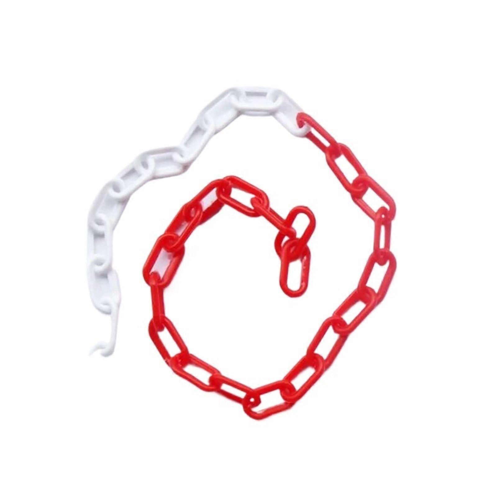 Plastic Link Warning Chain 50m Length 6mm Wire Diameter Road Barrier For Queue Line Parking Red White Or Black Yellow