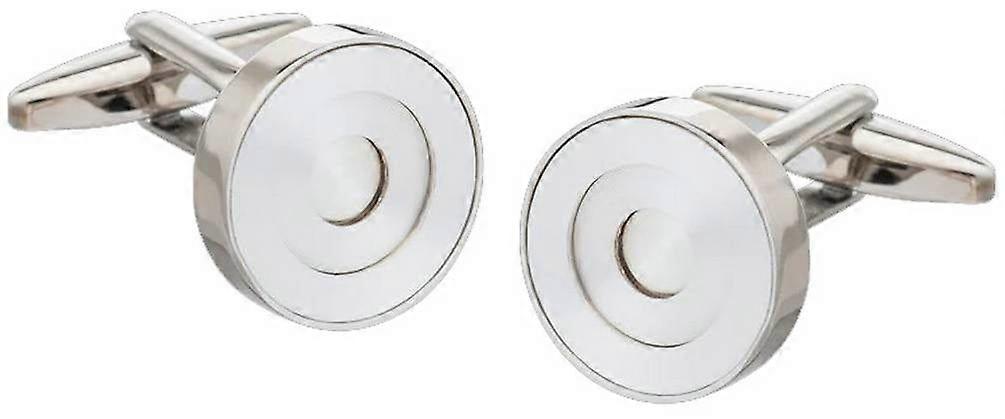 David Van Hagen Concentric Ring Cufflinks - White/Silver
