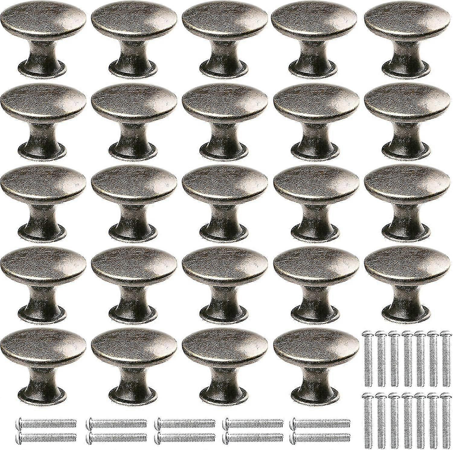 24 Pcs Cabinet Door Knobs Bronze Drawer Knobs With Screws Round Cupboard Handles