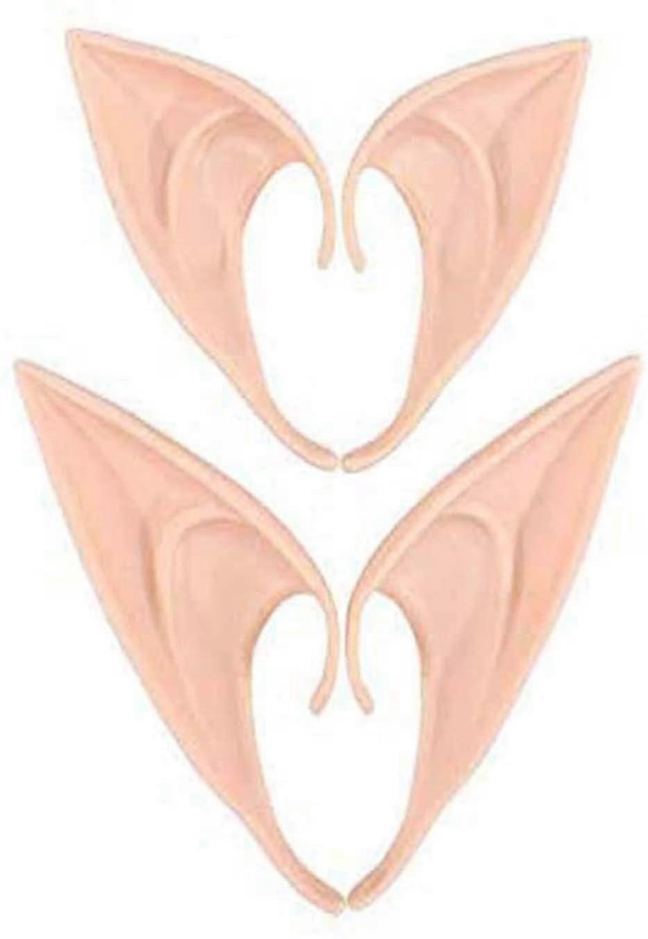 2 Pairs Latex Elf Ear Pixie Dress Up Costume Soft Pointed Goblin Ears Cosplay Halloween Party Props Two Size Available