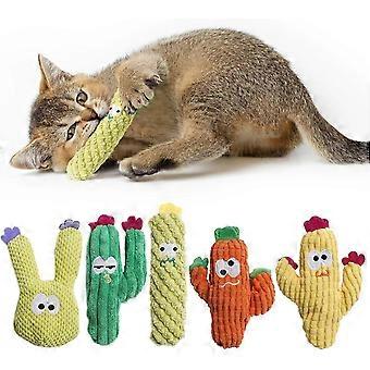 Cat Toys for Indoor Cats, 100% Pure Organic Catnip-Filled Toys Without Cotton, Interactive Cactus Kitten Toy for Anxiety Relief, Soft Cute Teething &C